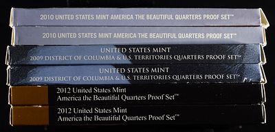 (2) 2009, (2) 2010 & (2) 2012 QUARTER PROOF SETS. CHECK OUT OUR UPCOMING AUCTIONS ESTIMATE $80 - 