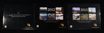 2011, 12 & 13 UNC AMERICA THE BEAUTIFUL QUARTERS. BID WITH SILVER CITY AUCTIONS ESTIMATE $75 - $100.