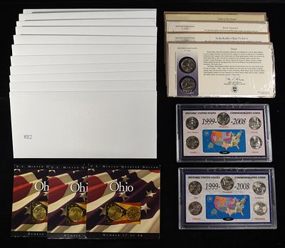 (20) WASHINGTON QUARTERS COIN SETS AND PLAQUES. INCLUDING (46) QUARTERS ESTIMATE $100 - $150.