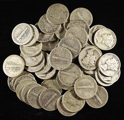(50) MERCURY DIMES. CHECK OUT OUR UPCOMING AUCTIONS ESTIMATE $290 - $340.