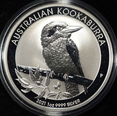 2021 AUSTRALIAN KOOKABURRA 1 OZ .999 SILVER ROUND. LEADERS IN ON-LINE AUCTIONS ESTIMATE $110 - $160.