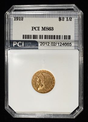 1912 $2.50 INDIAN GOLD PCI CH BU. WEEKLY COIN & CURRENCY AUCTIONS ESTIMATE $1150 - $1650.