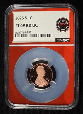 2025-S SHIELD CENT NGC PF69 RD UC. CHECK OUT OUR UPCOMING AUCTIONS ESTIMATE $200 - $250.