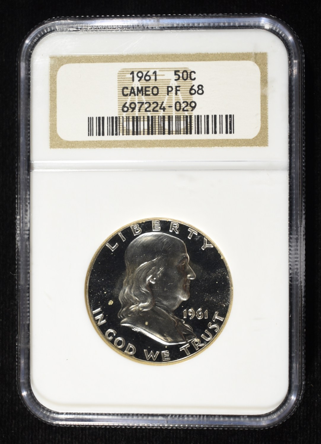 1961 FRANKLIN HALF DOLLAR NGC PF-68 CAMEO