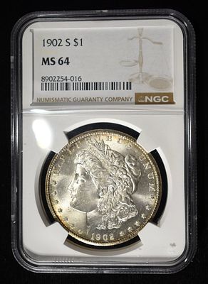 1902-S MORGAN DOLLAR NGC MS-64. LEADERS IN ON-LINE AUCTIONS ESTIMATE $1500 - $1800.