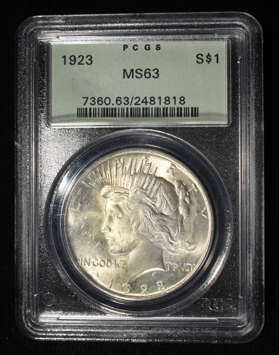 1923 PEACE DOLLAR PCGS MS63