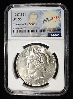 1927-S PEACE DOLLAR NGC AU-55. CHECK OUT OUR UPCOMING AUCTIONS ESTIMATE $150 - $200.