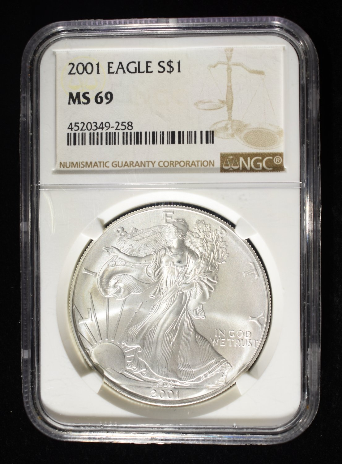2001 AMERICAN SILVER EAGLE NGC MS69