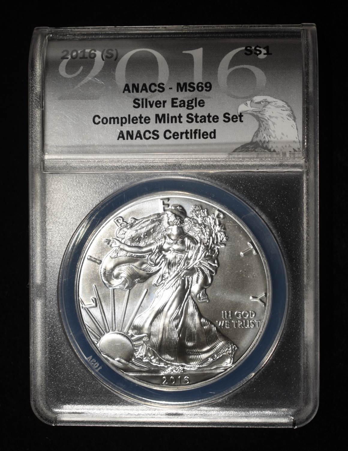 2016 (S) AMERICAN SILVER EAGLE ANACS MS69