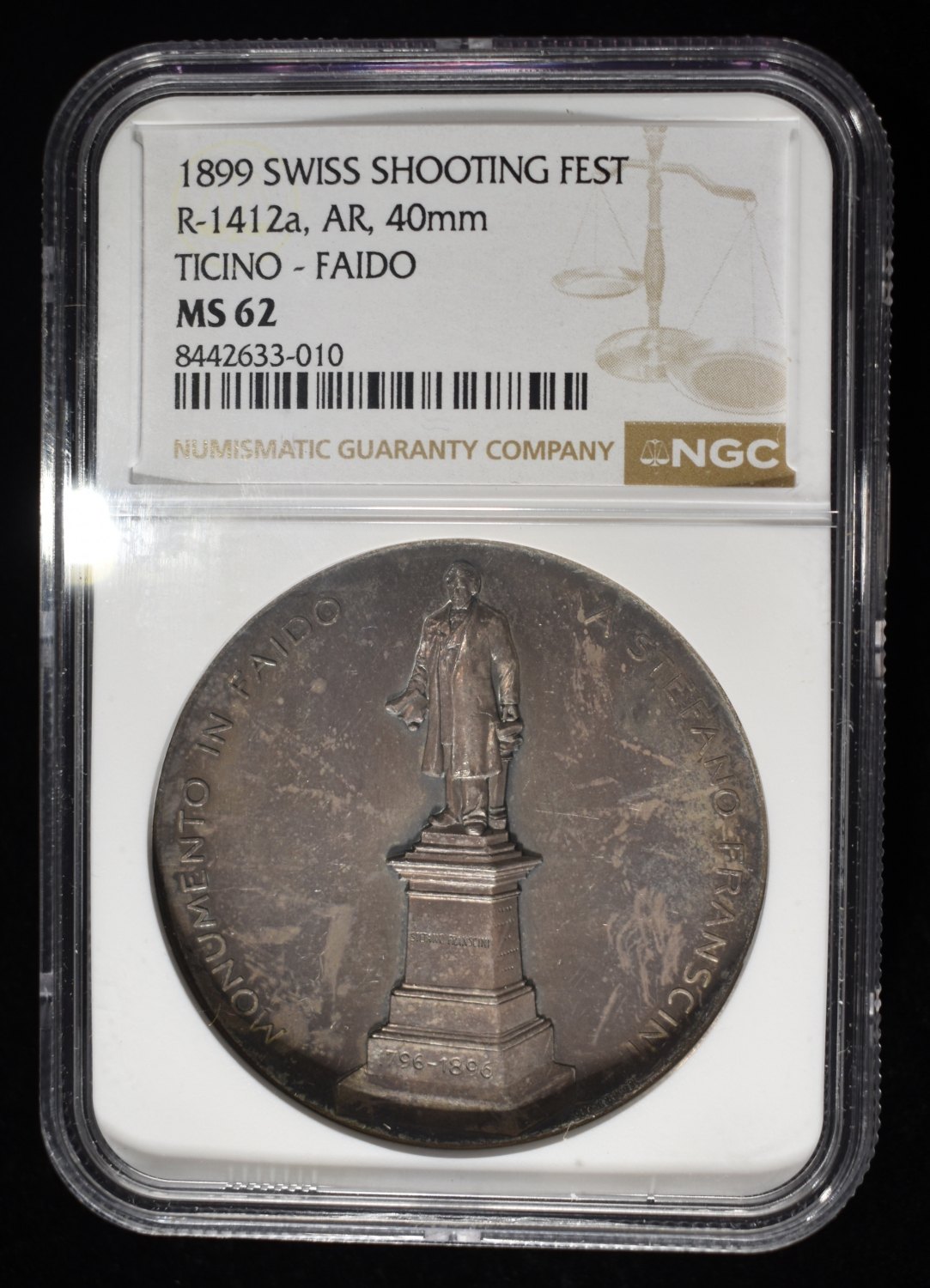 1899 SWISS SHOOTING FEST TICINO-FAIDO NGC MS-62