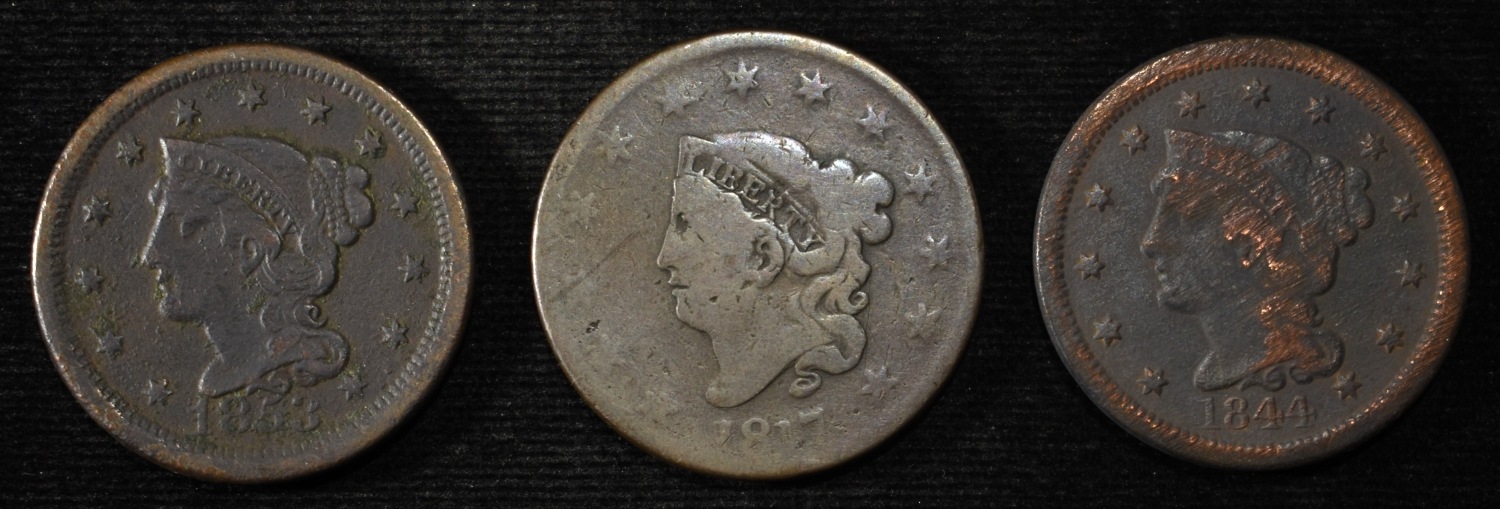1817, 1844, 1853 LARGE CENTS