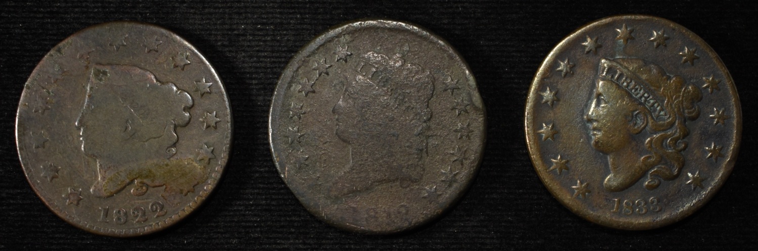 1819, 1822, 1833 LARGE CENTS