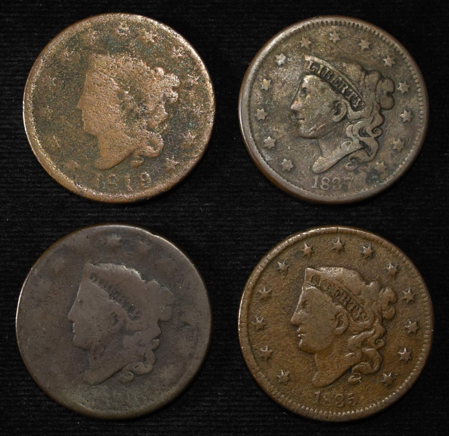 1819, 1835, 1837, 1 UNKNOWN LARGE CENTS
