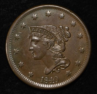 1840 LARGE CENT CH BU BN. BID WITH SILVER CITY AUCTIONS ESTIMATE $1200 - $1400.
