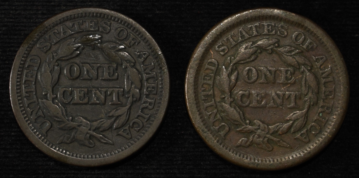 1845 FINE & 1850 VF LARGE CENTS