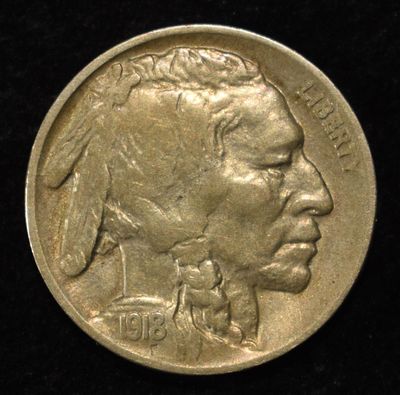 1918-D BUFFALO NICKEL AU. TOP RATED AUCTION HOUSE ESTIMATE $300 - $350.