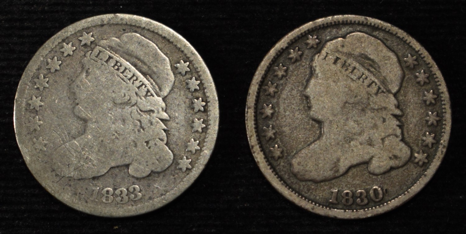 1830 & 1833 BUST DIMES GOOD