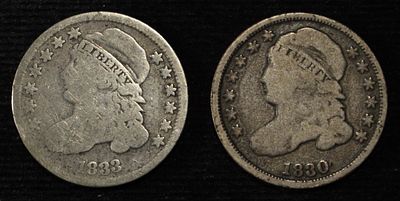 1830 & 1833 BUST DIMES GOOD. CHECK OUT OUR UPCOMING AUCTIONS ESTIMATE $100 - $130.
