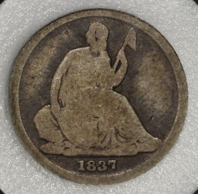 1837 NO STARS SEATED DIME AG. LEADERS IN ON-LINE AUCTIONS ESTIMATE $75 - $100.