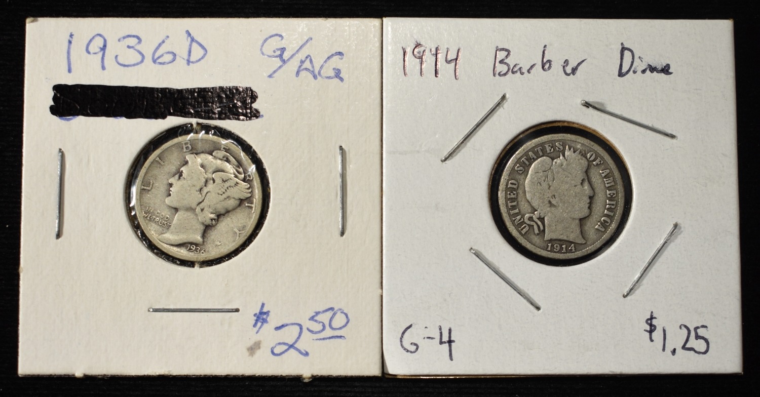 (8) BARBER DIMES & (6) MERC DIMES CIRC