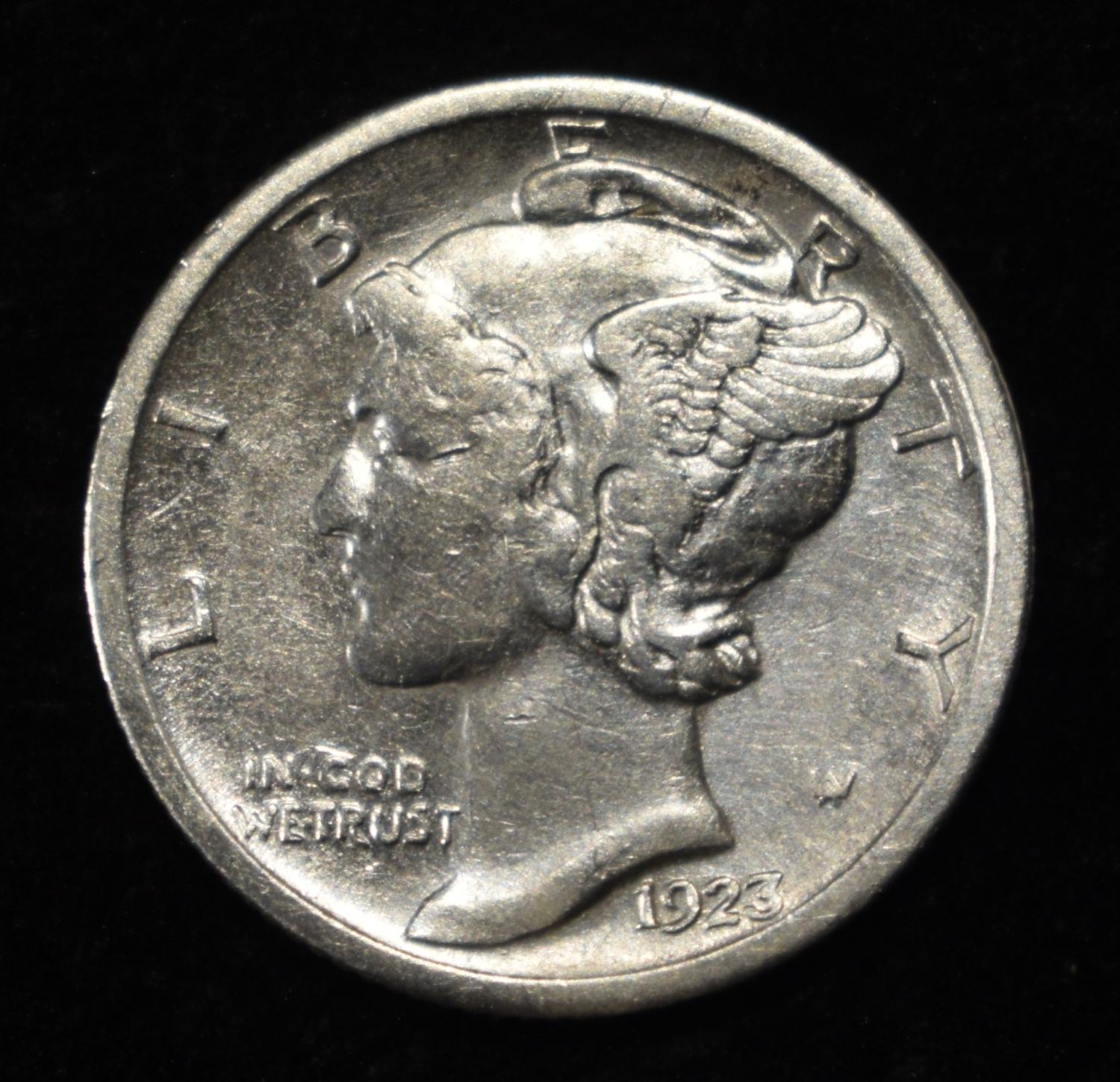 1923-S MERCURY DIME CH AU/BU