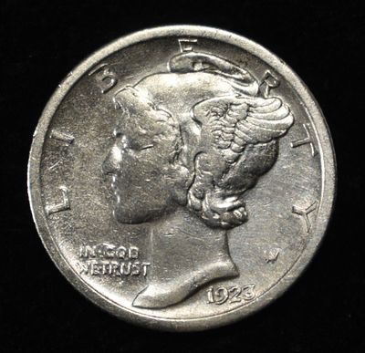 1923-S MERCURY DIME CH AU/BU. CHECK OUT OUR UPCOMING AUCTIONS ESTIMATE $250 - $300.
