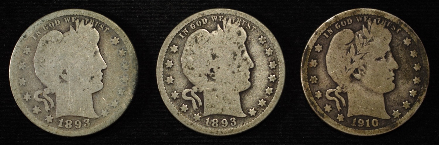 (2) 1893-S, 1910-D BARBER QUARTERS