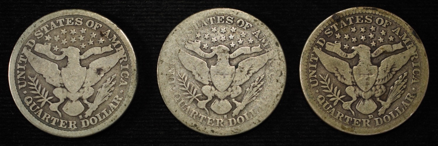 (2) 1893-S, 1910-D BARBER QUARTERS