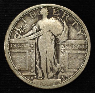 1917-D T-1 STANDING LIBERTY QUARTER VG. WEEKLY COIN & CURRENCY AUCTIONS ESTIMATE $75 - $100.