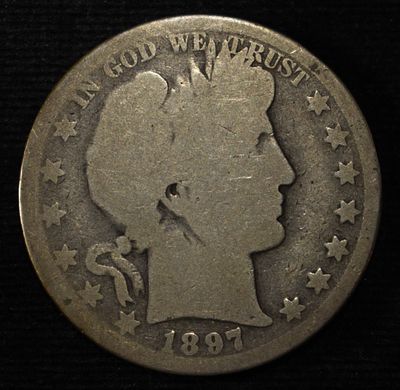 1897-O BARBER HALF DOLLAR AG/G. WEEKLY COIN & CURRENCY AUCTIONS ESTIMATE $130 - $150.