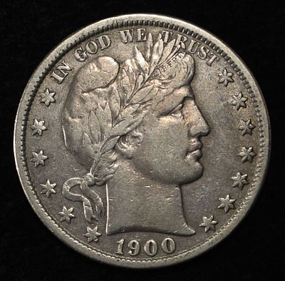 1900 BARBER HALF DOLLAR XF. TOP RATED AUCTION HOUSE ESTIMATE $200 - $250.