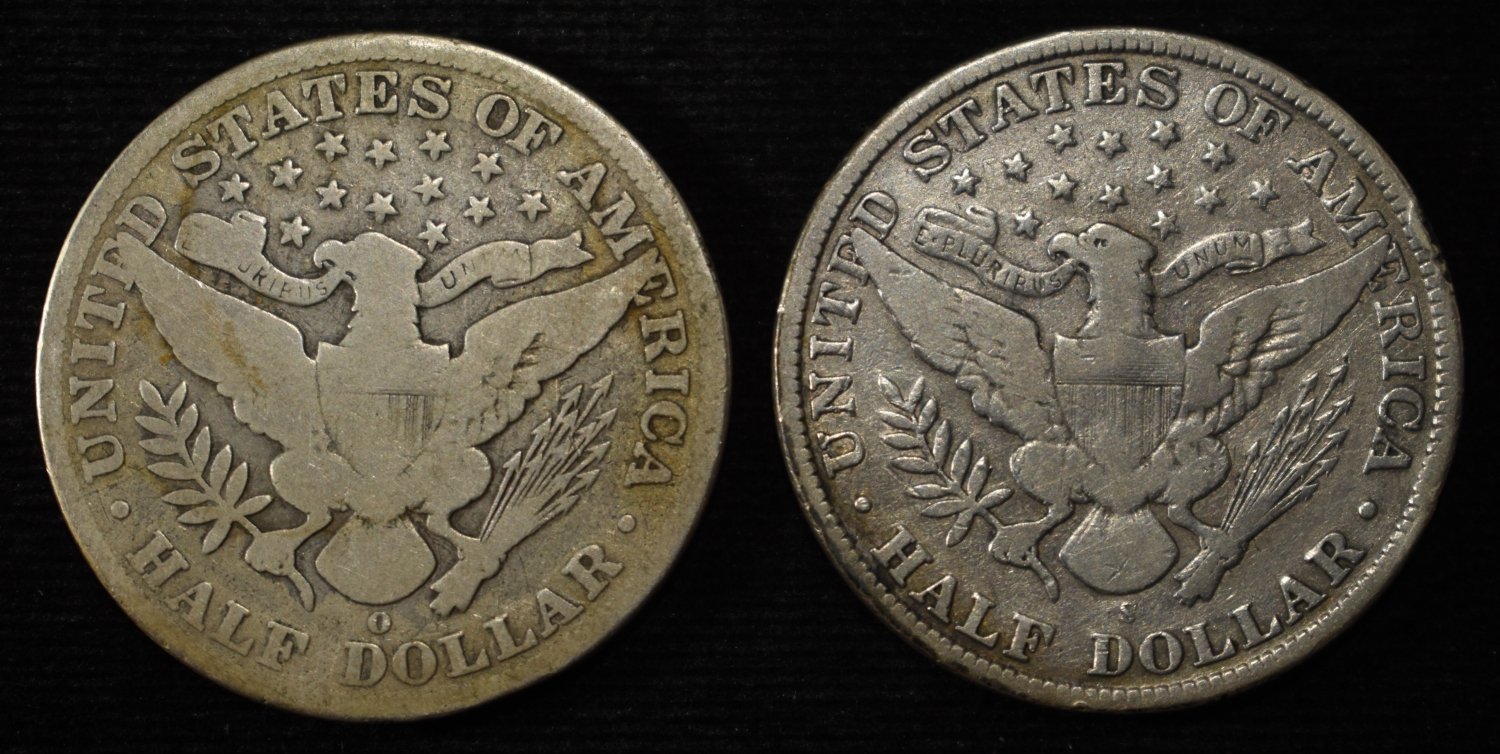 1904-O GOOD & 1909-S FINE BARBER HALVES