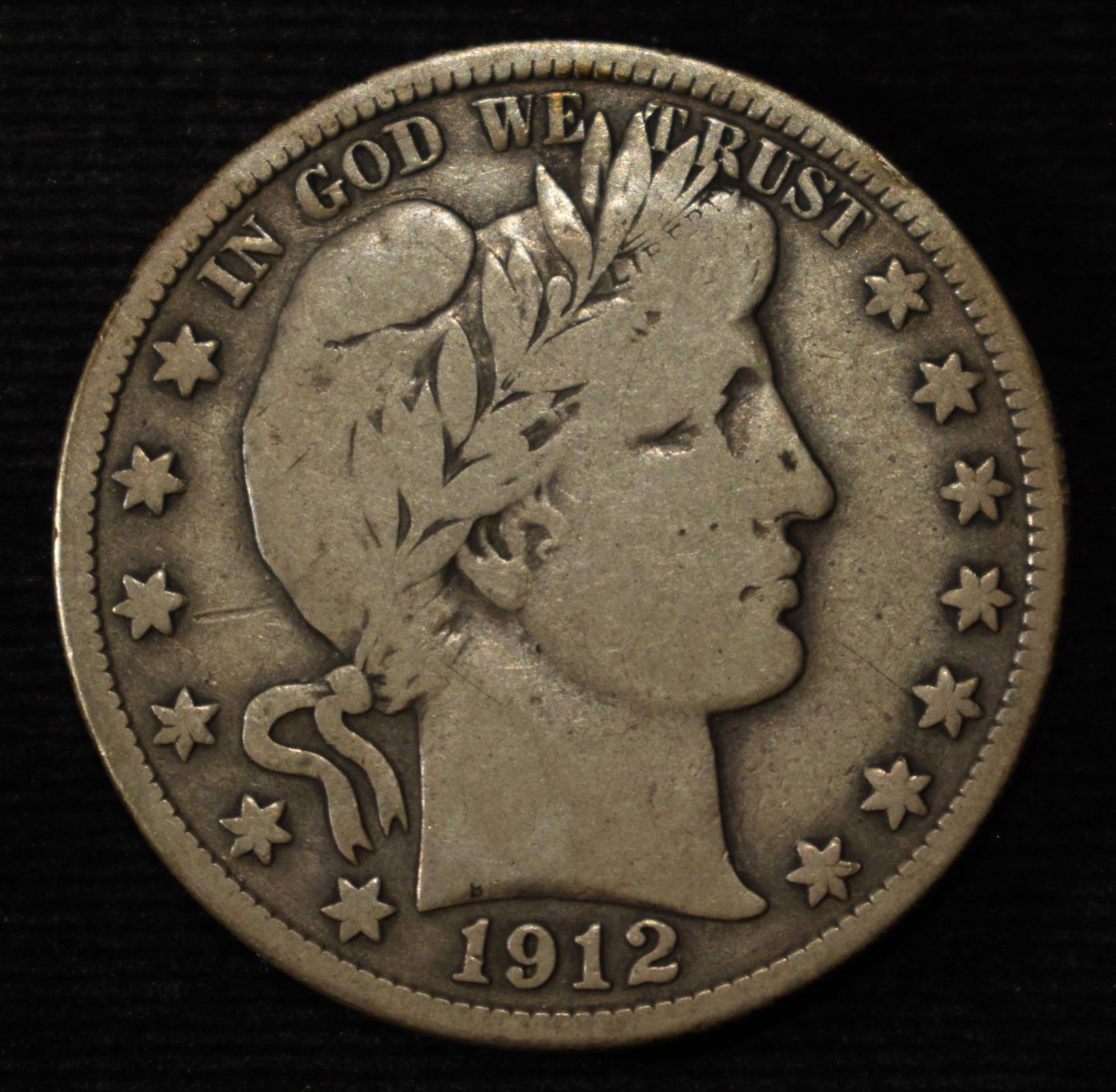 1912-S BARBER HALF DOLLAR FINE