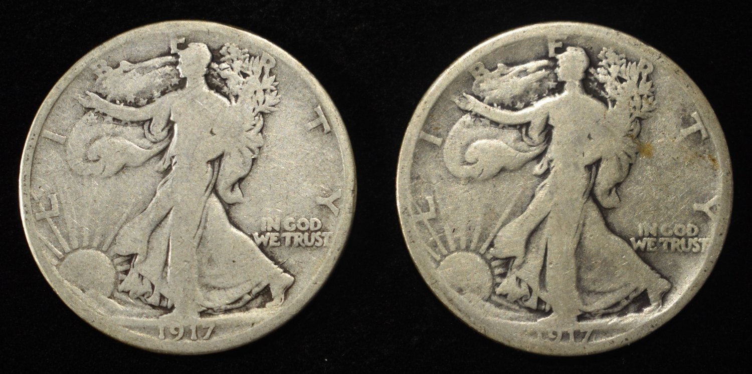 (2) 1917-S WALKING LIBERTY HALF DOLLARS