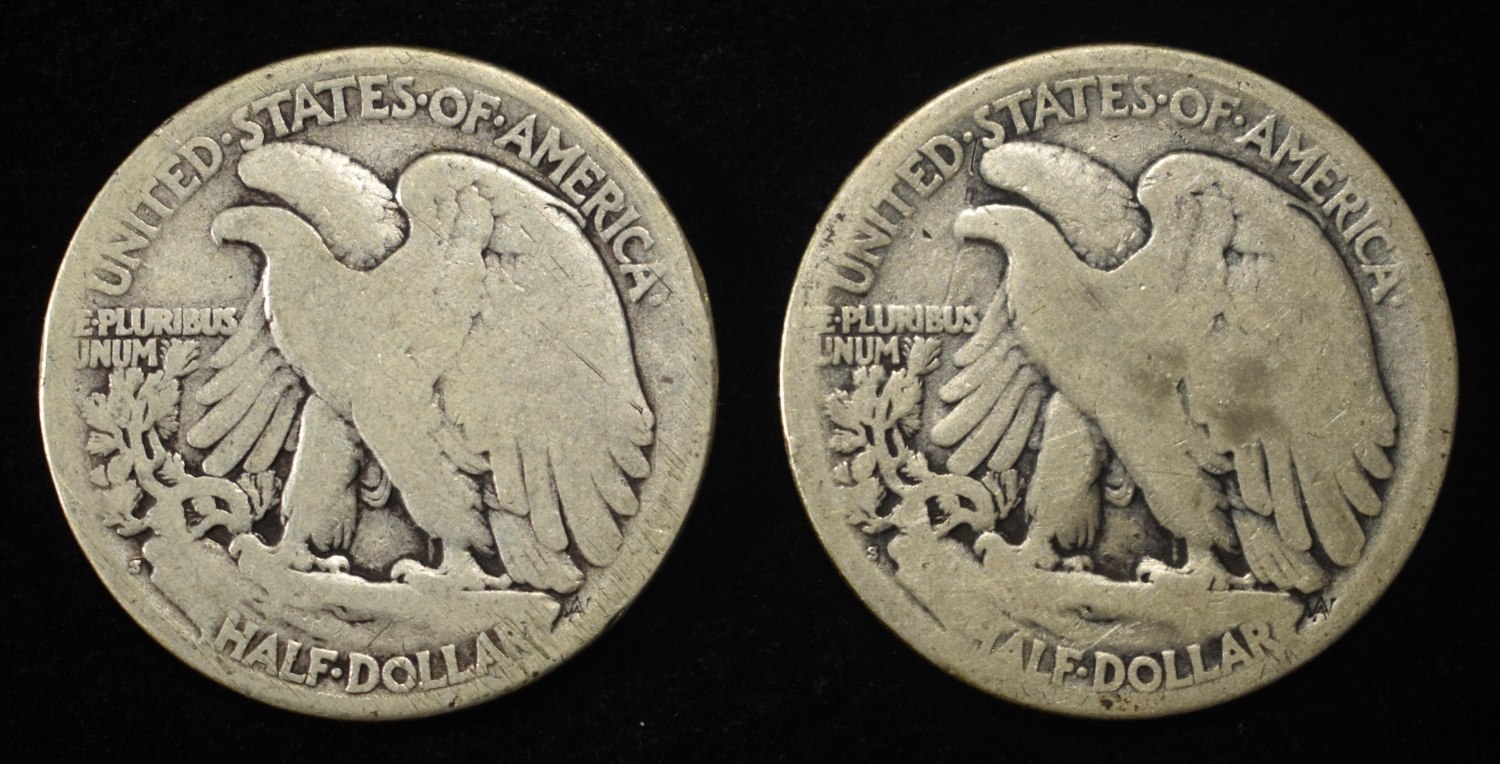 (2) 1917-S WALKING LIBERTY HALF DOLLARS