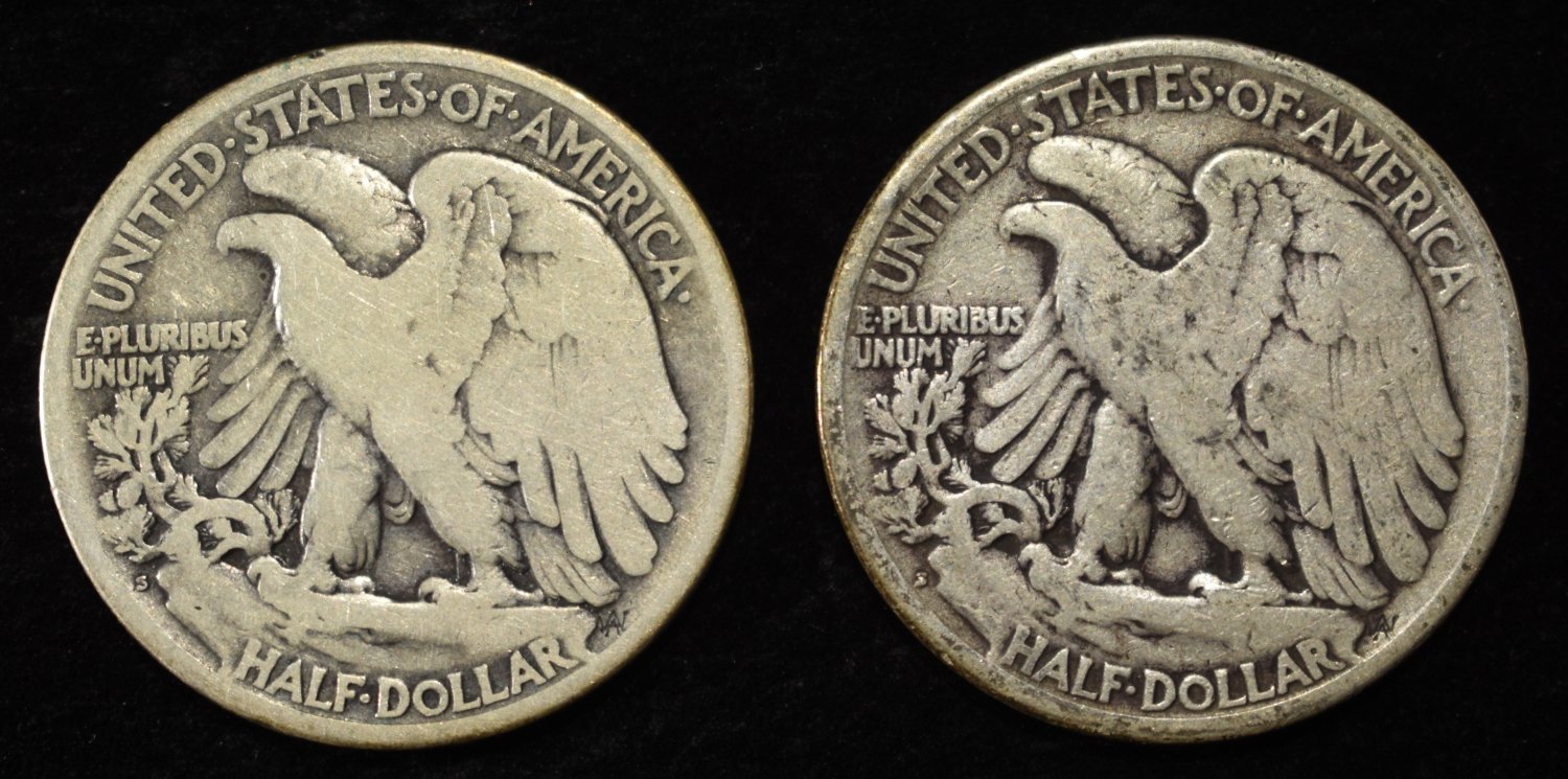 1917-S VG, & 18-S FINE WALKING LIBERTY HALVES