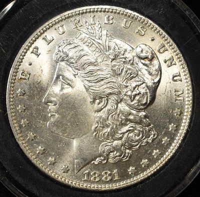 1881 MORGAN DOLLAR CH/GEM BU. WEEKLY COIN & CURRENCY AUCTIONS ESTIMATE $150 - $200.