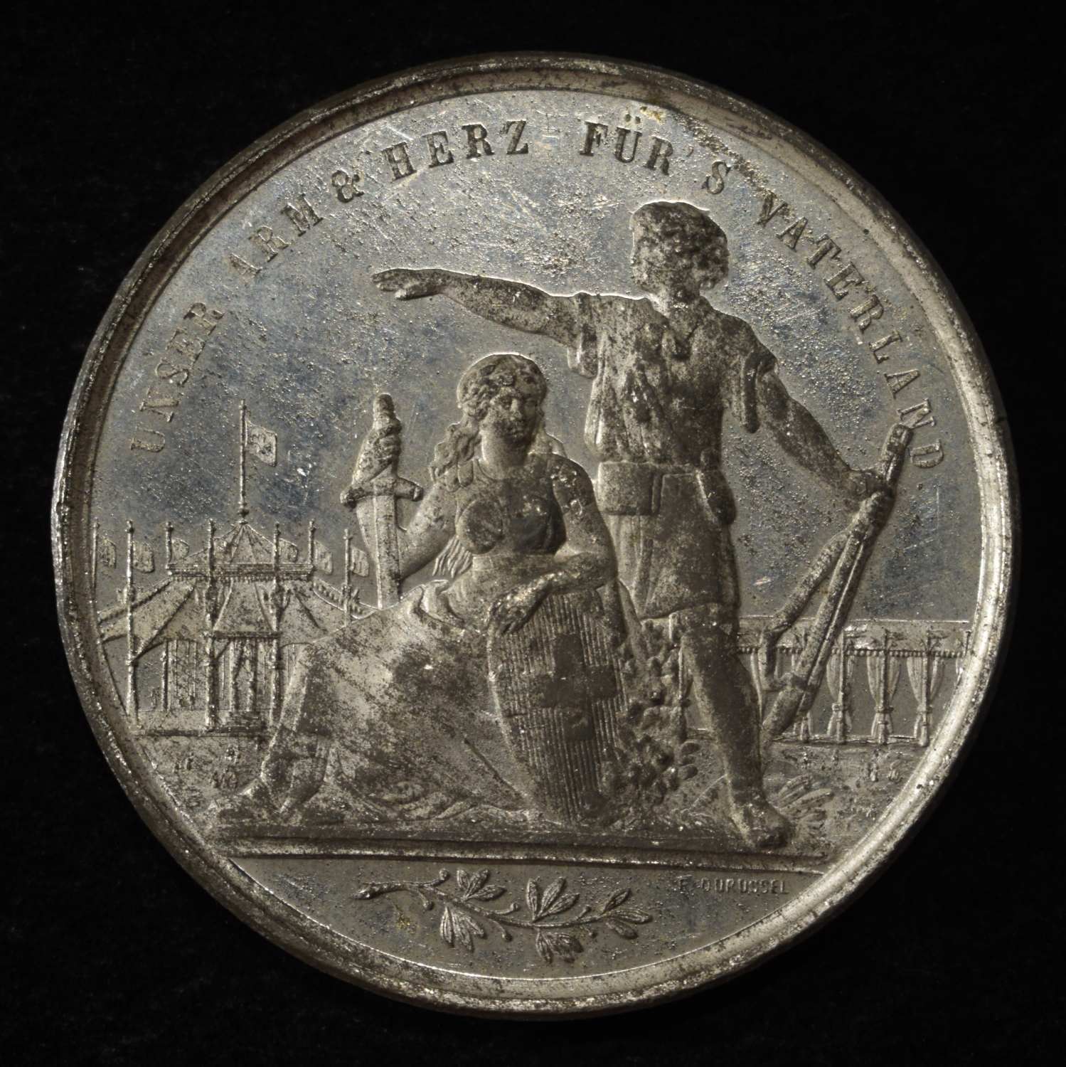 1879 SWISS SHOOTING MEDAL BASEL WHITE METAL
