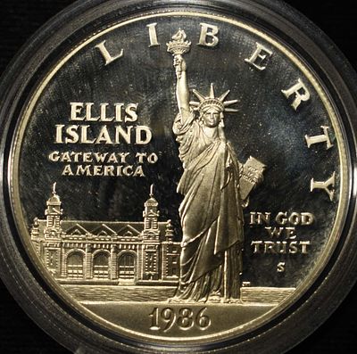 1986-S $1 COMMEM STATUE OF LIBERTY. WEEKLY COIN &amp; CURRENCY AUCTIONS ESTIMATE $140 - $190.