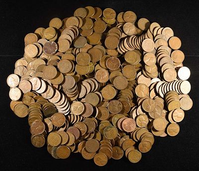 (500) WHEAT CENTS: MIXED DATES. BID WITH SILVER CITY AUCTIONS ESTIMATE $80 - $100.