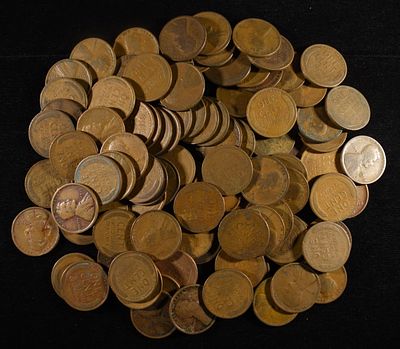 (100) WHEAT CENTS FROM THE TEENS. BID WITH SILVER CITY AUCTIONS ESTIMATE $120 - $150.
