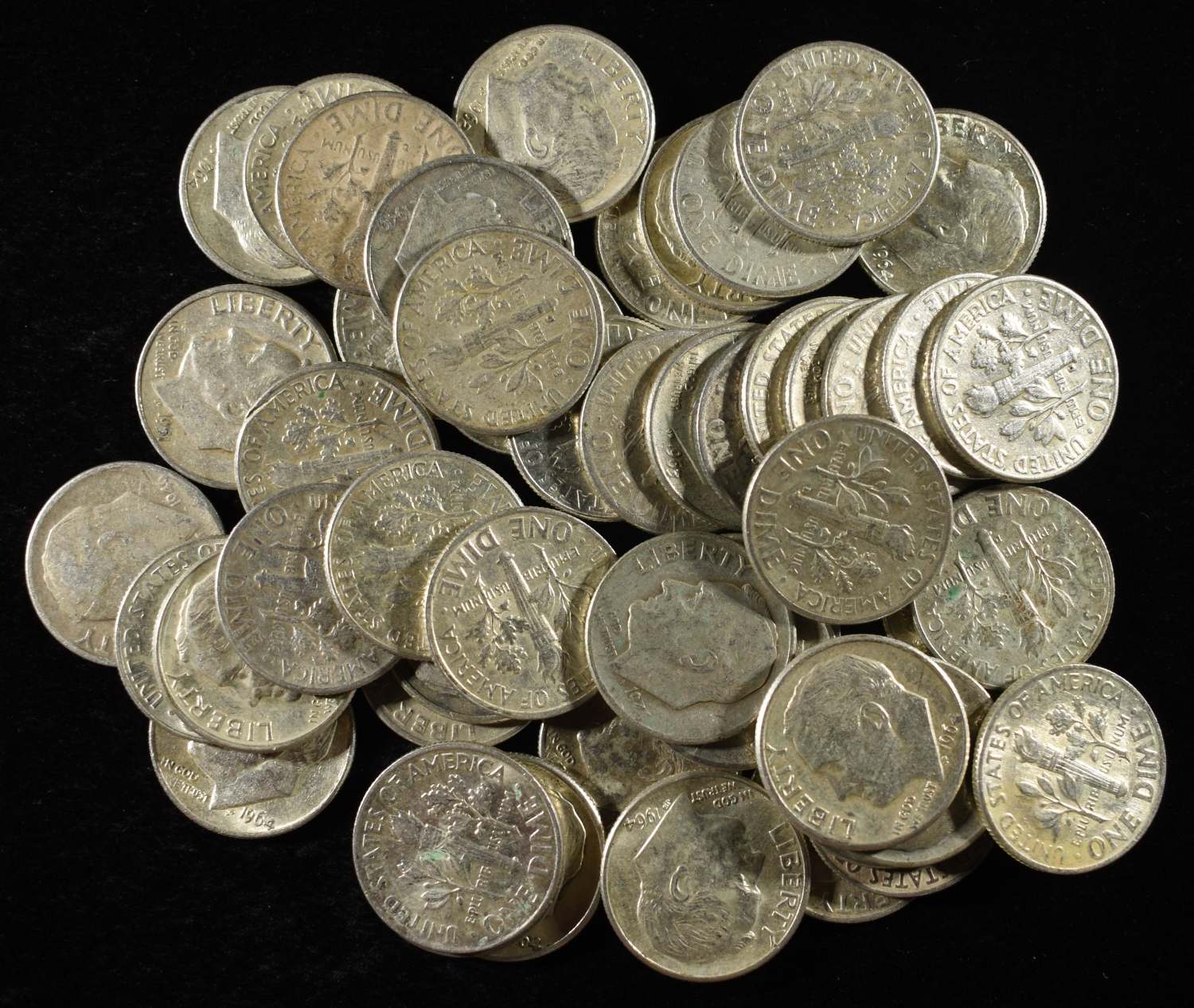 (50) 90% SILVER ROOSEVELT DIMES