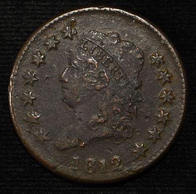 1812 CLASSIC HEAD LARGE CENT XF. SOME GRANULARITY ESTIMATE $1700 - $1800.