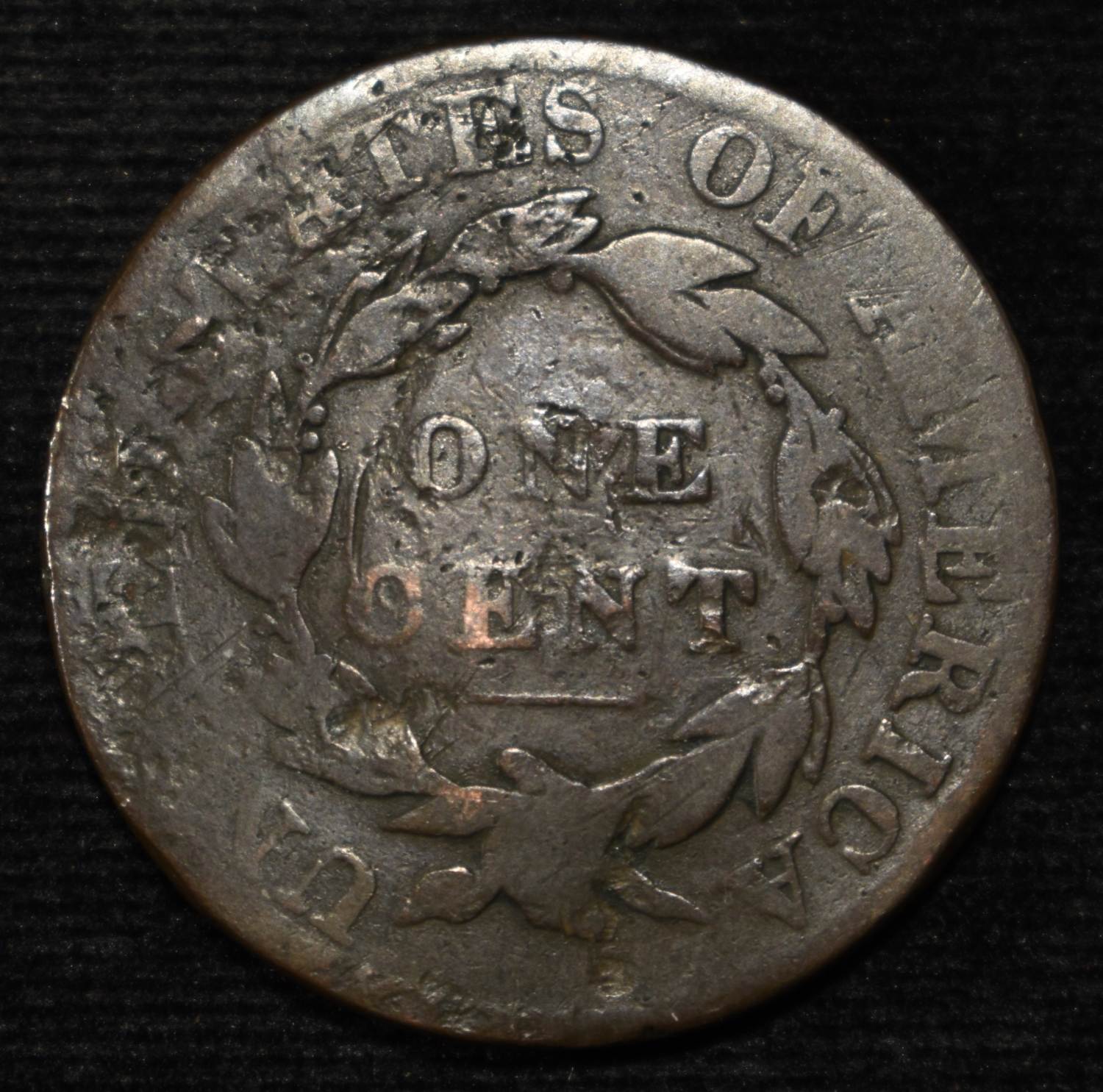1823 CORONET HEAD LARGE CENT FINE DAMAGED