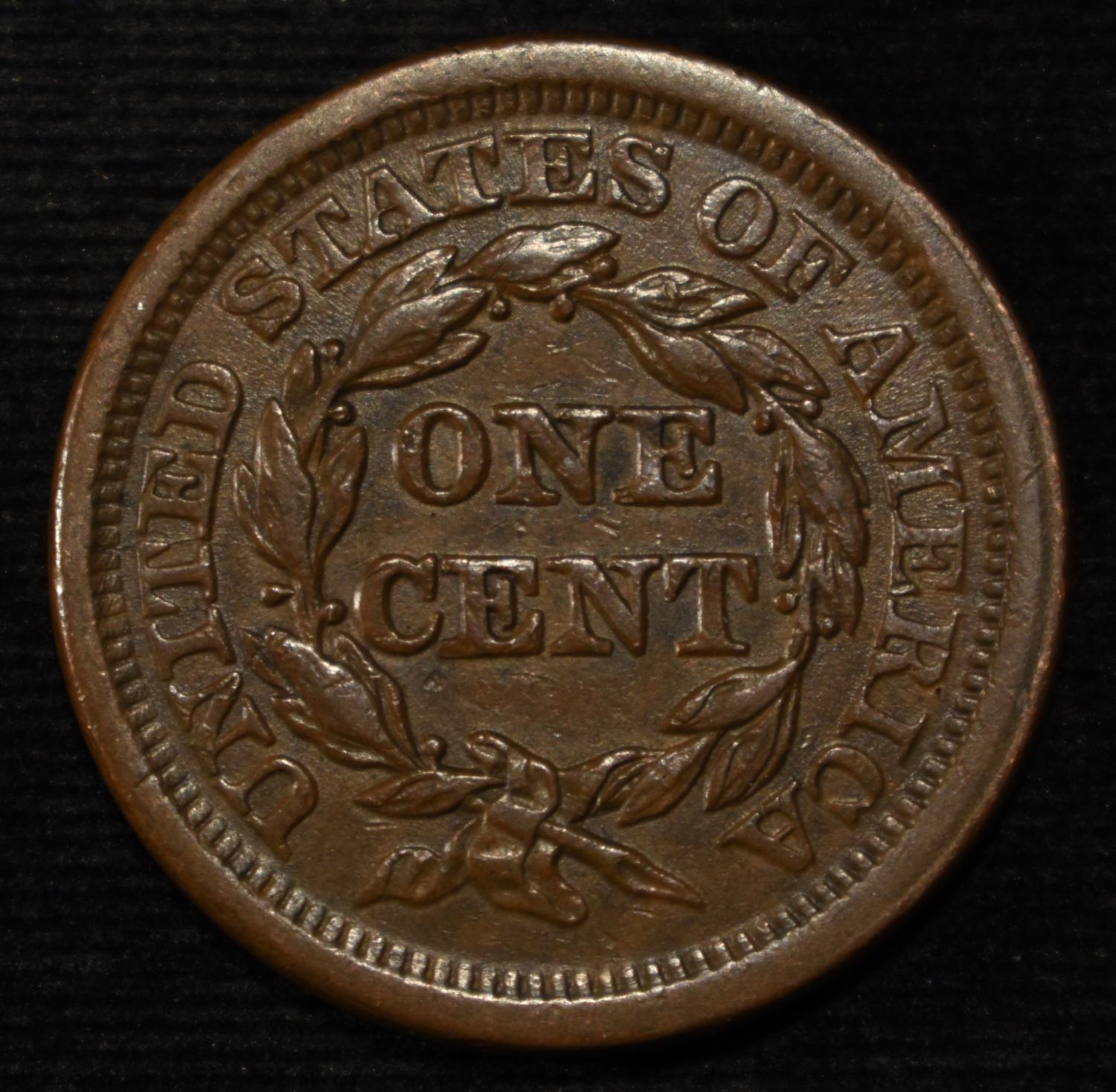 1852 BRAIDED HAIR LARGE CENT CH AU