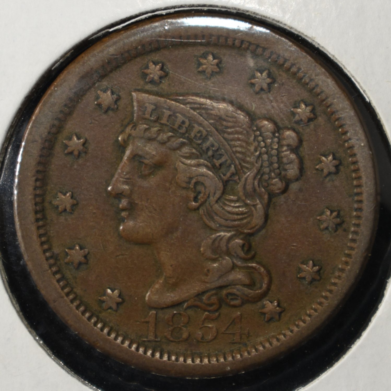 1854 BRAIDED LARGE HAIR CENT