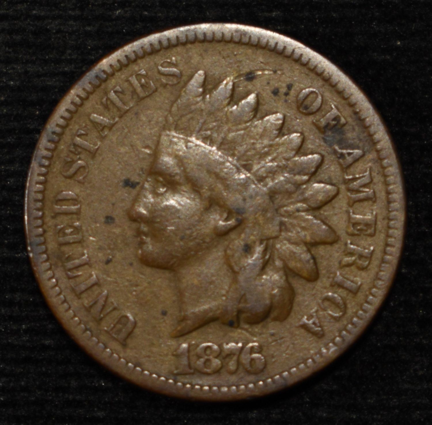 1876 INDIAN CENT FINE