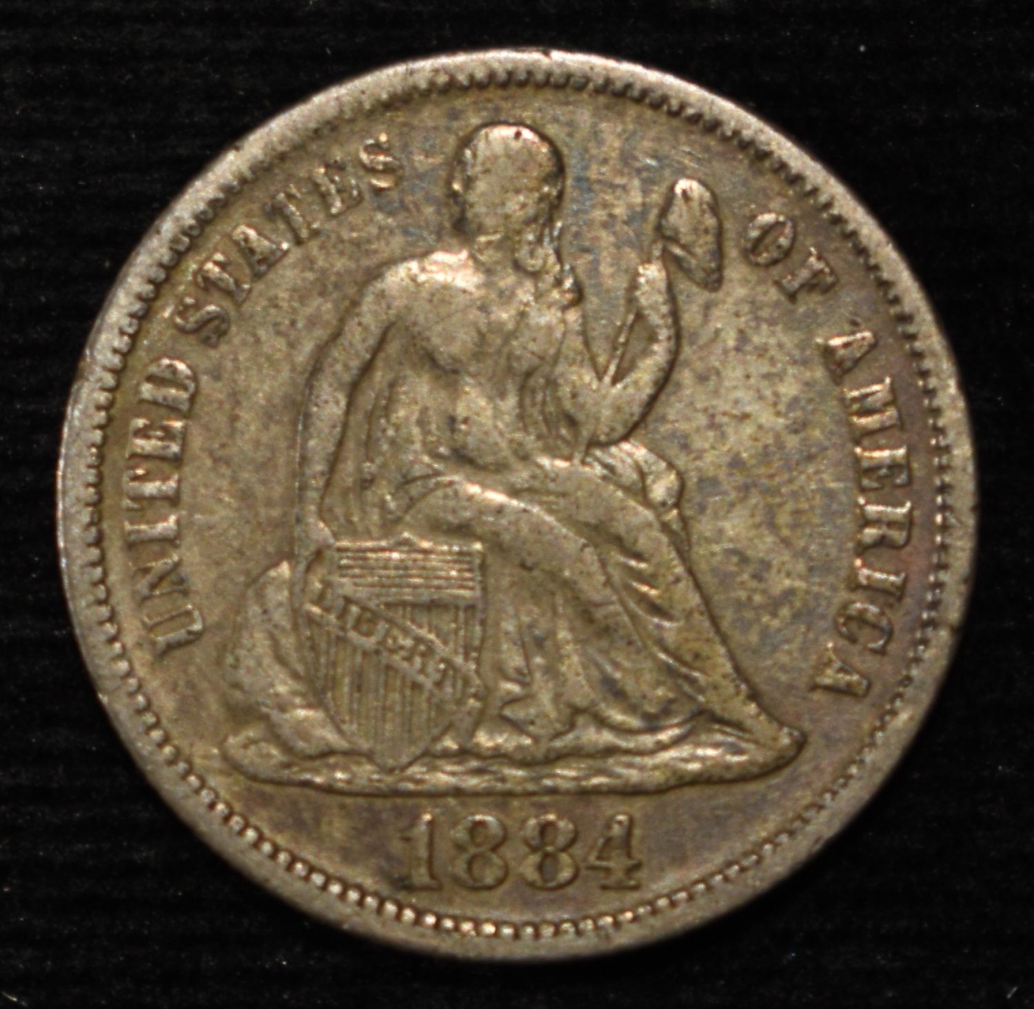1884-S LIBERTY SEATED DIME XF