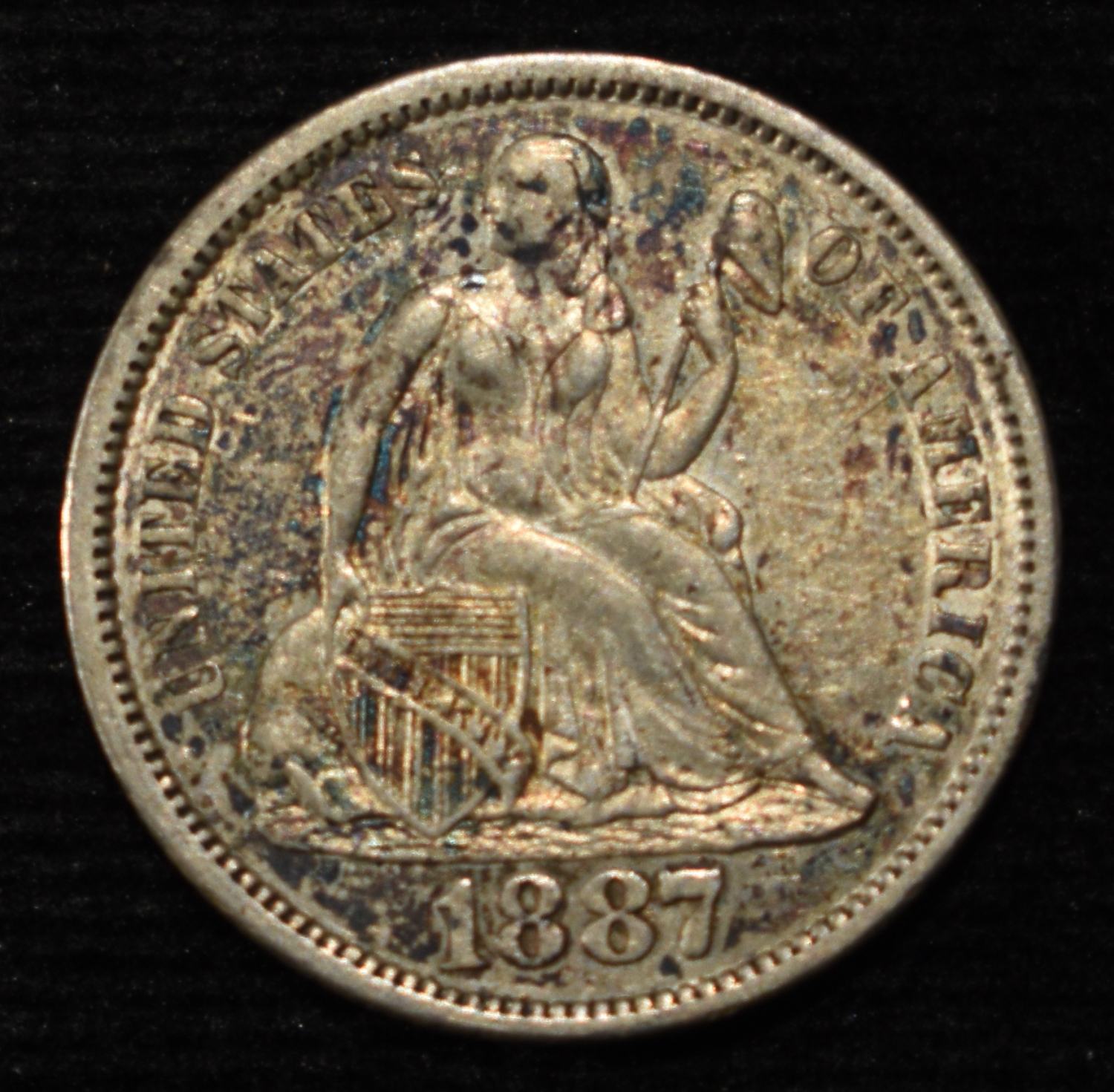 1887-S LIBERTY SEATED DIME NICE ORIG AU/UNC