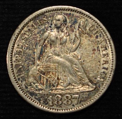 1887-S LIBERTY SEATED DIME NICE ORIG AU/UNC. WEEKLY COIN & CURRENCY AUCTIONS ESTIMATE $160 - $210.